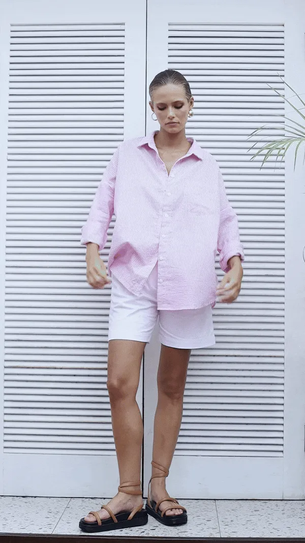 Defiant Shirt - Pink/Ivory Stripe