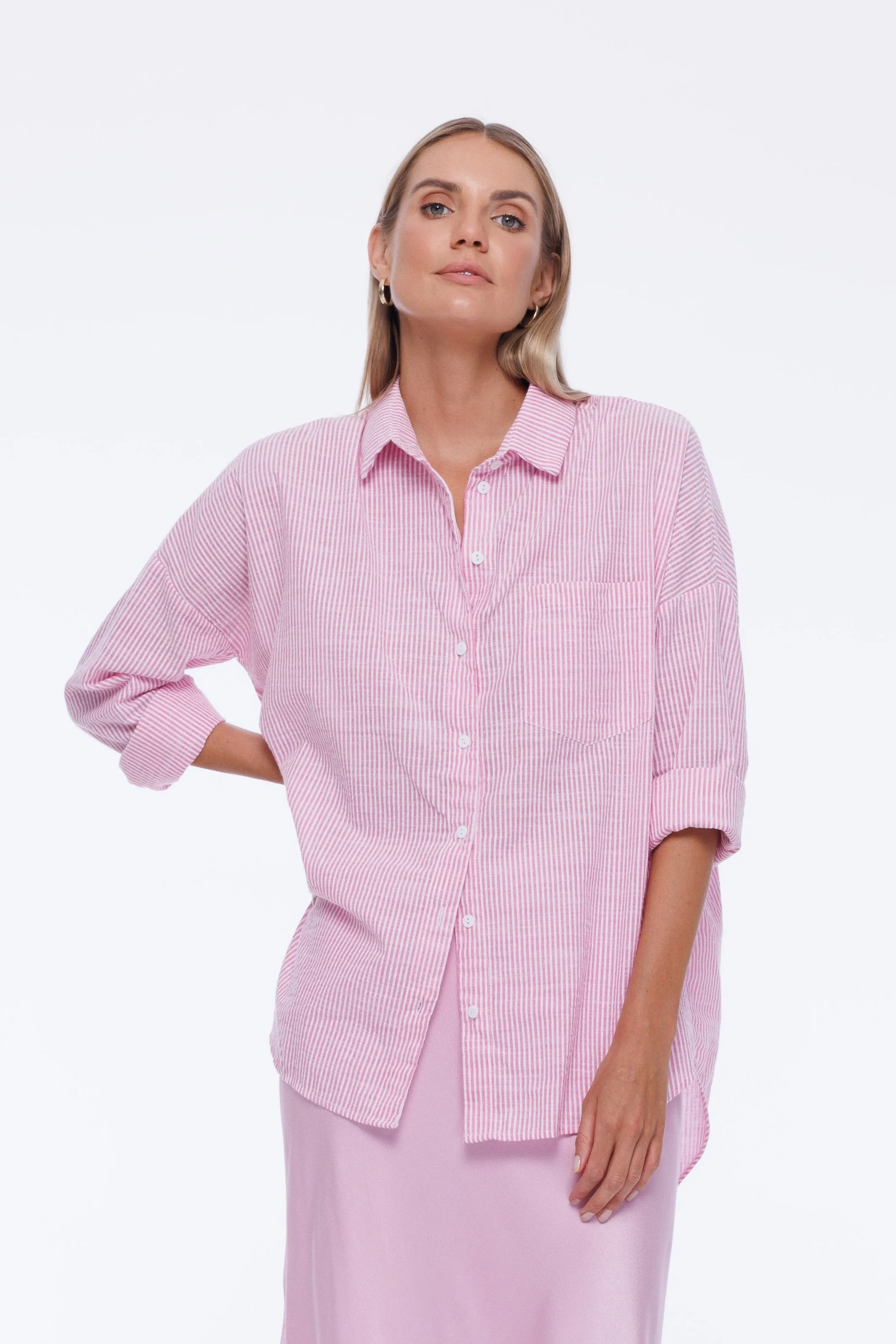 Defiant Shirt - Pink/Ivory Stripe