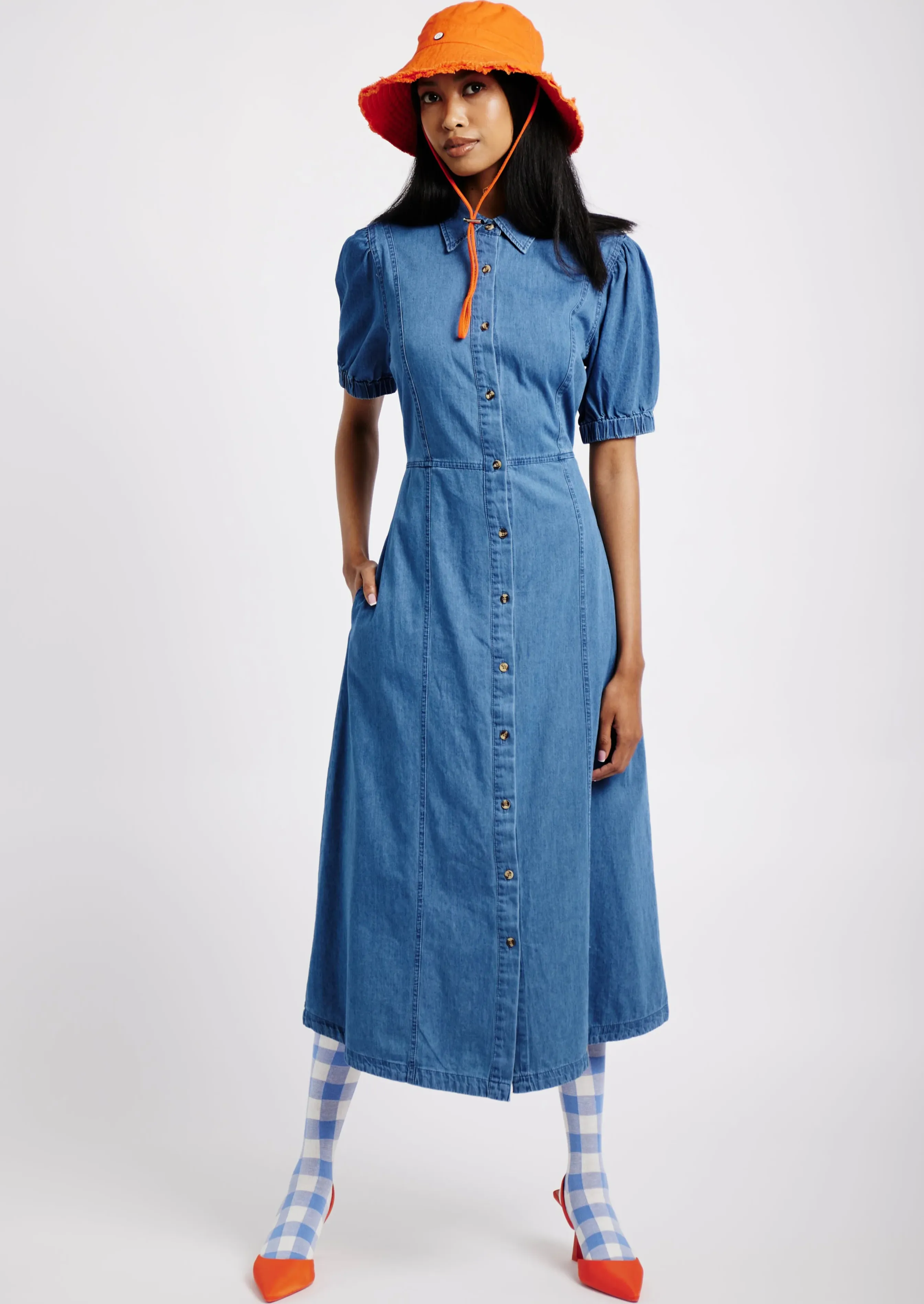 Denim Shirtdress in Denim