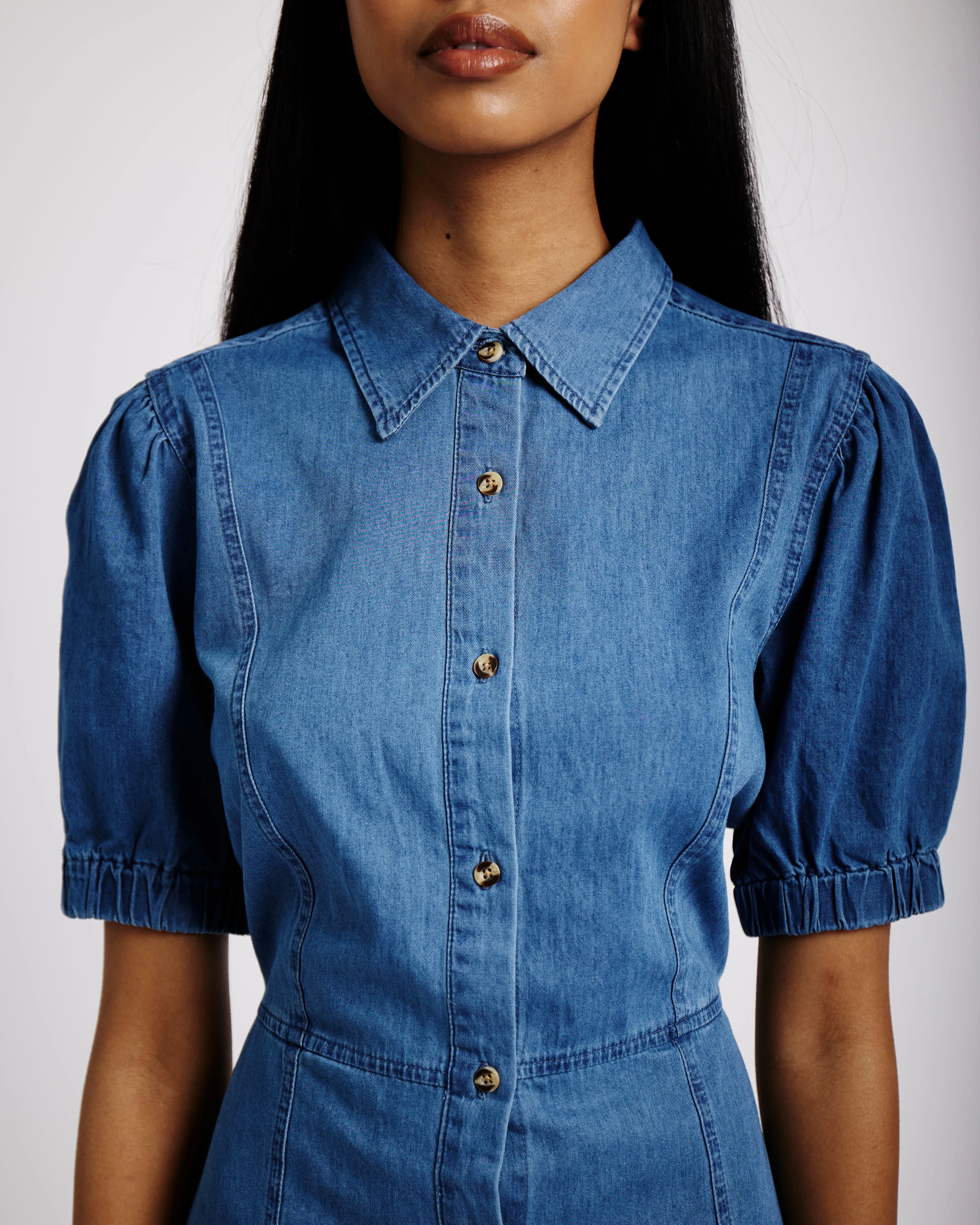 Denim Shirtdress in Denim