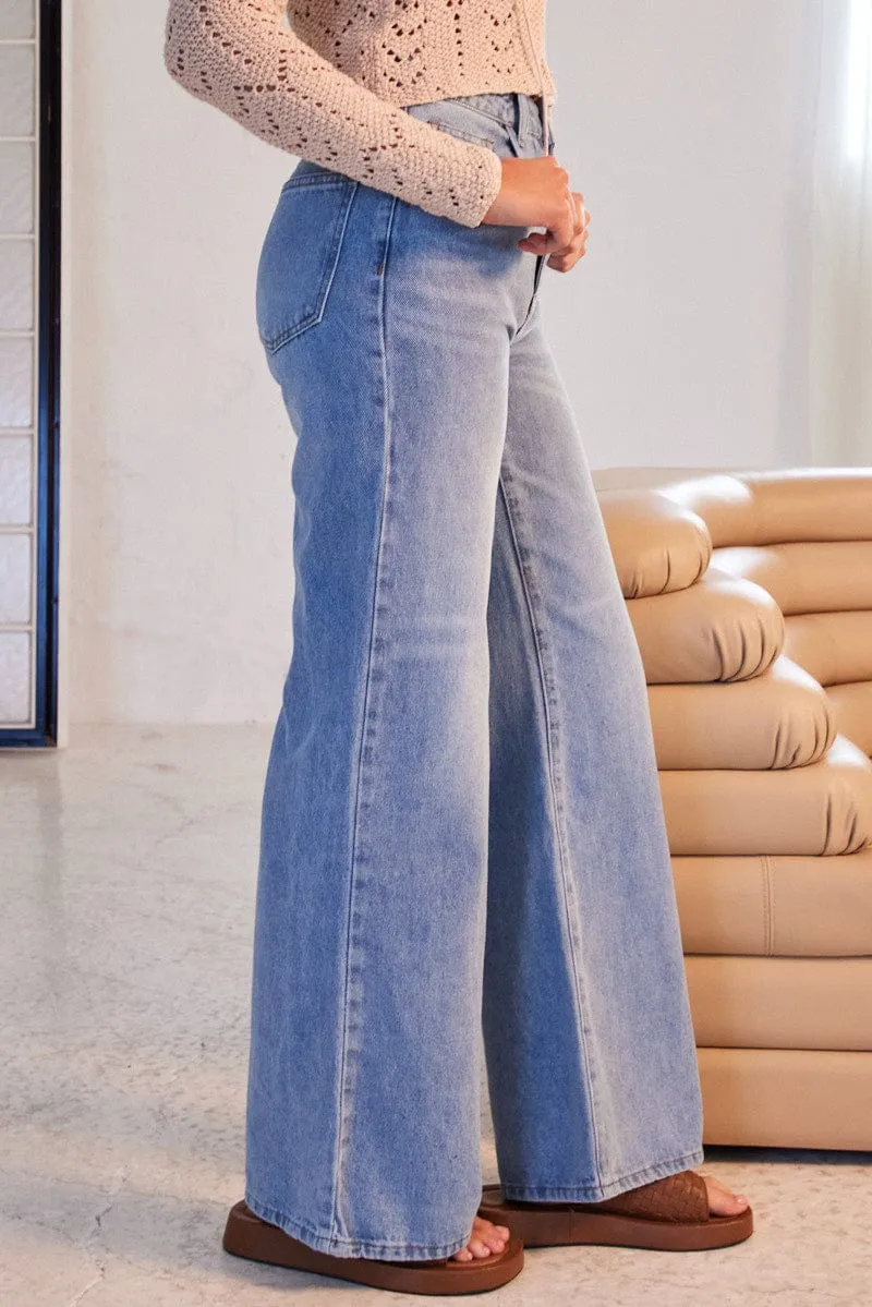 Denim Wide Leg Jean High Rise