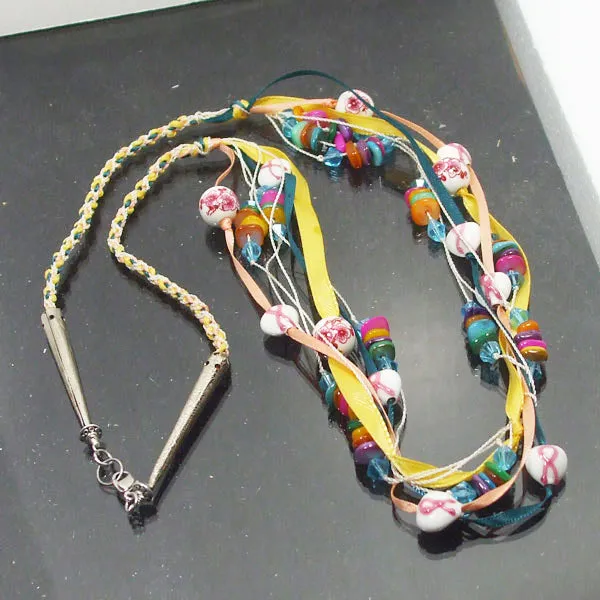 Derwen, Beaded, Seven Strand Kumihimo Braided, Necklace