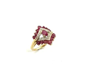 Double Chevron Ruby & Diamond Accent Ring