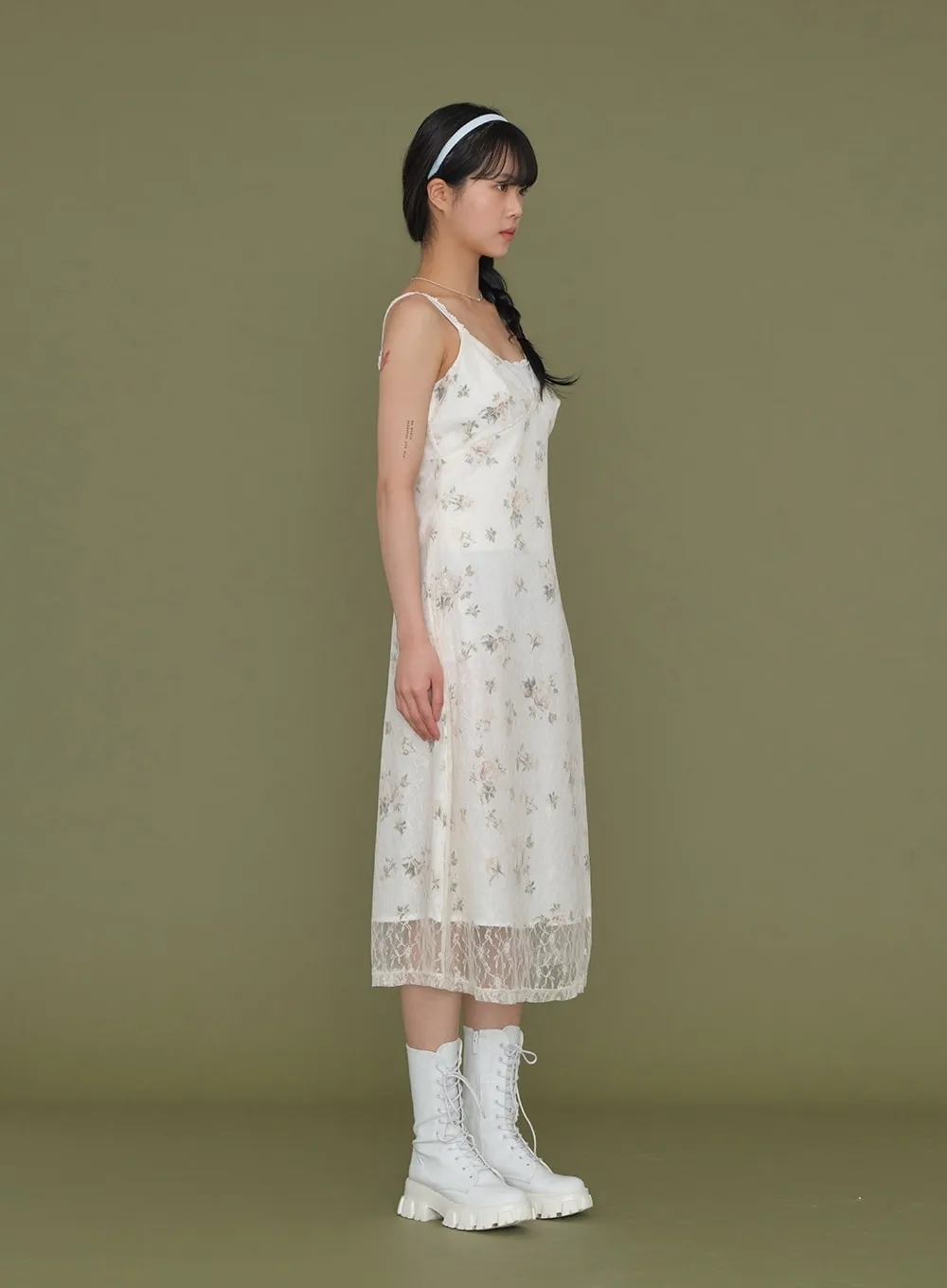 Double Flower Lace Maxi Sleeveless Dress