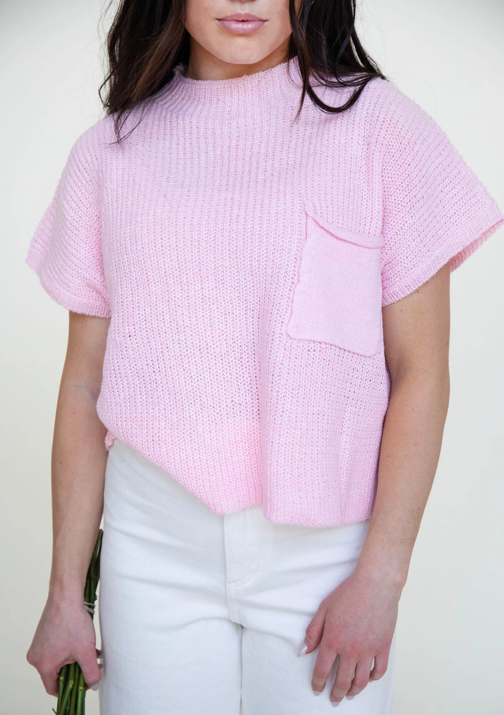 Drop Shoulder Rib-Knit Sweater Top