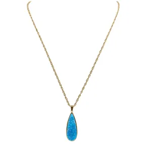 Druzy Collection - Azure Quartz Drop Necklace