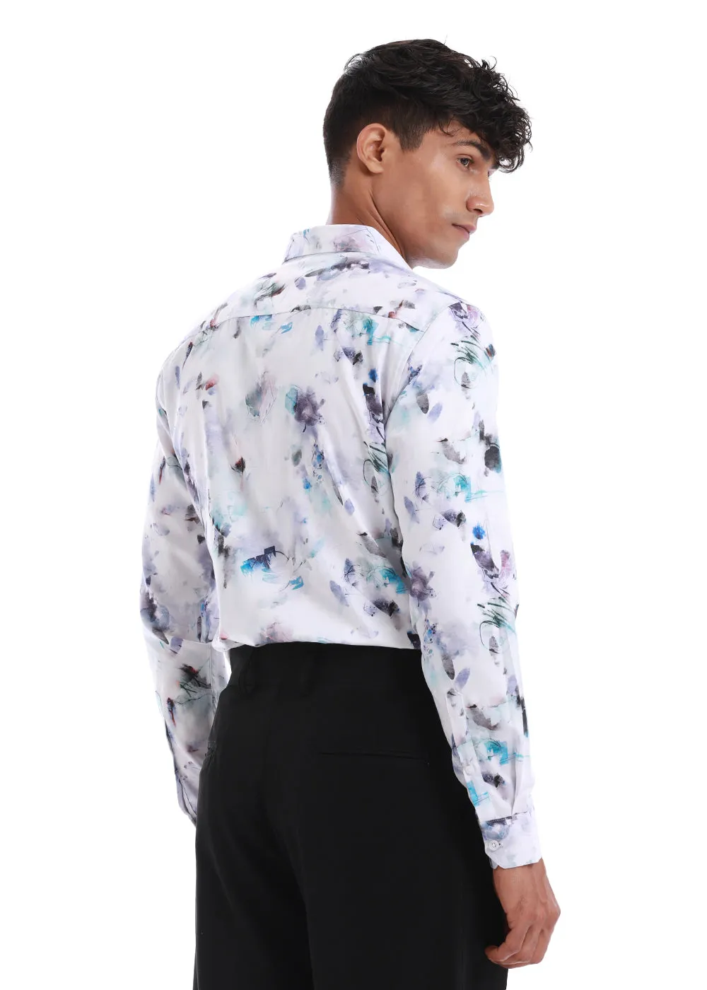 Dusty Blue Flower Printed Shirt