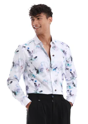 Dusty Blue Flower Printed Shirt