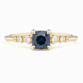 Estel Luxe Ring 0.83ct Deep Teal Blue Montana Sapphire, 14k Yellow Gold (One of a kind)