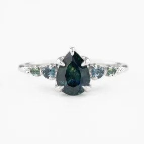 Estel Luxe Ring 1.05ct Green Montana Sapphire, 14K White Gold (One of a kind)