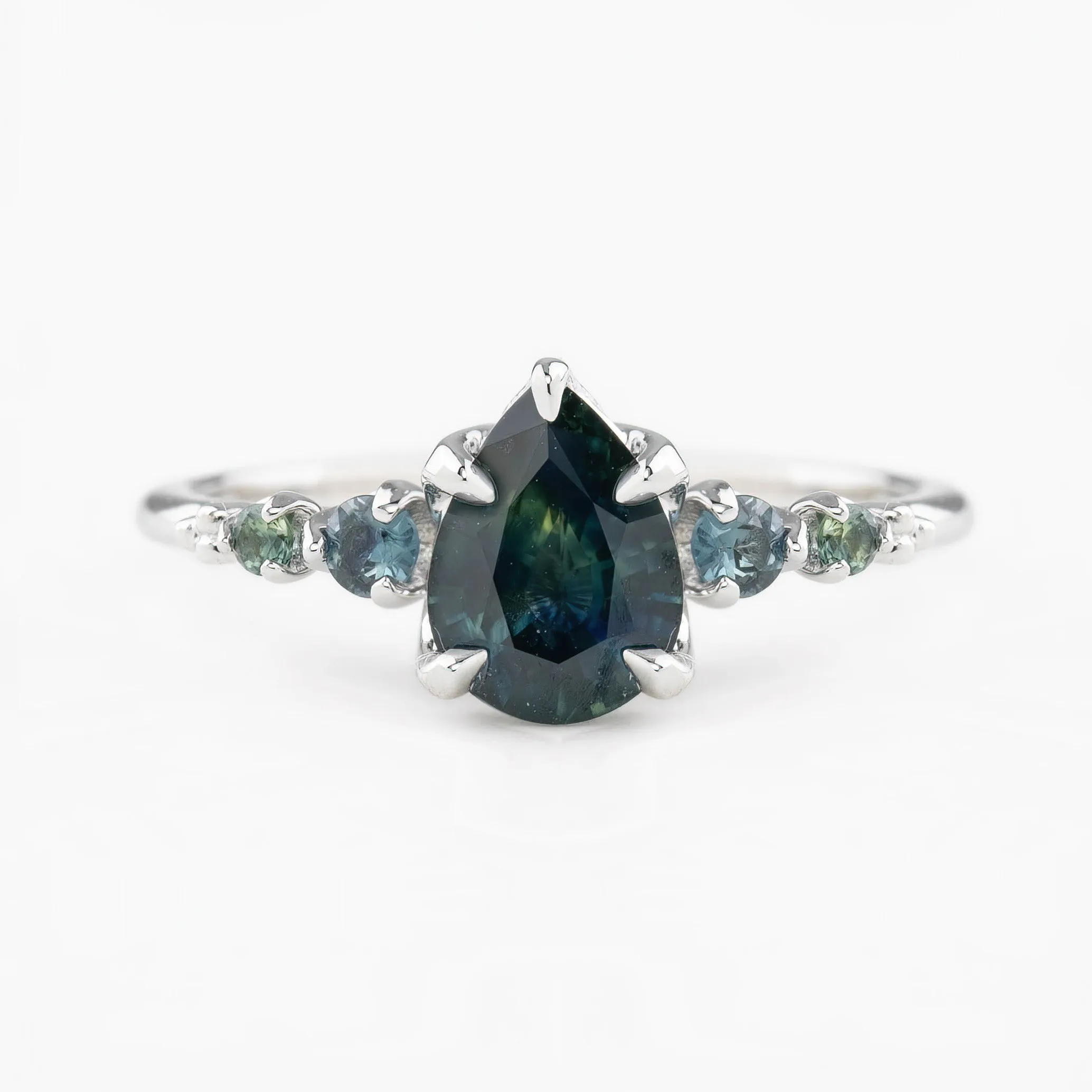 Estel Luxe Ring 1.05ct Green Montana Sapphire, 14K White Gold (One of a kind)