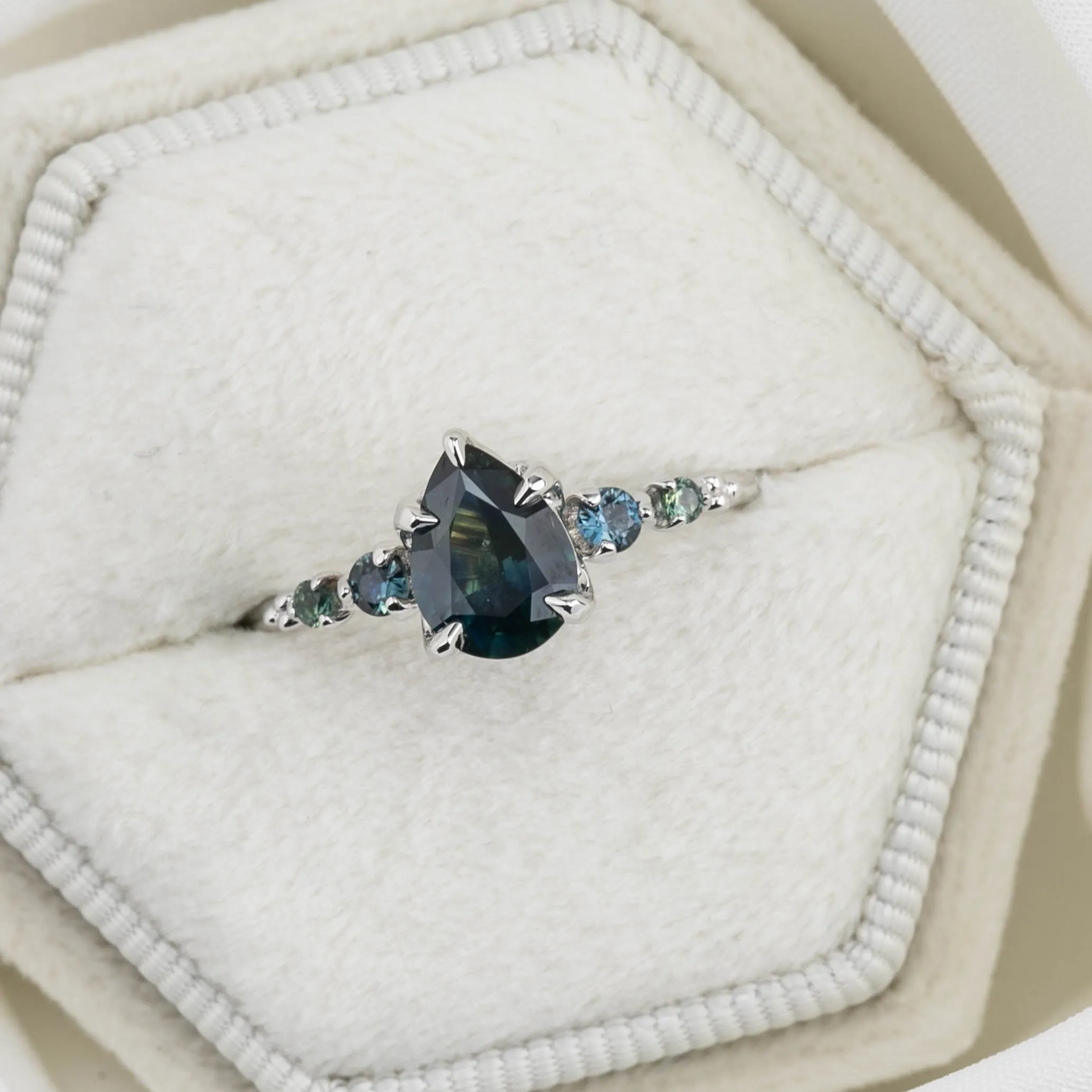 Estel Luxe Ring 1.05ct Green Montana Sapphire, 14K White Gold (One of a kind)