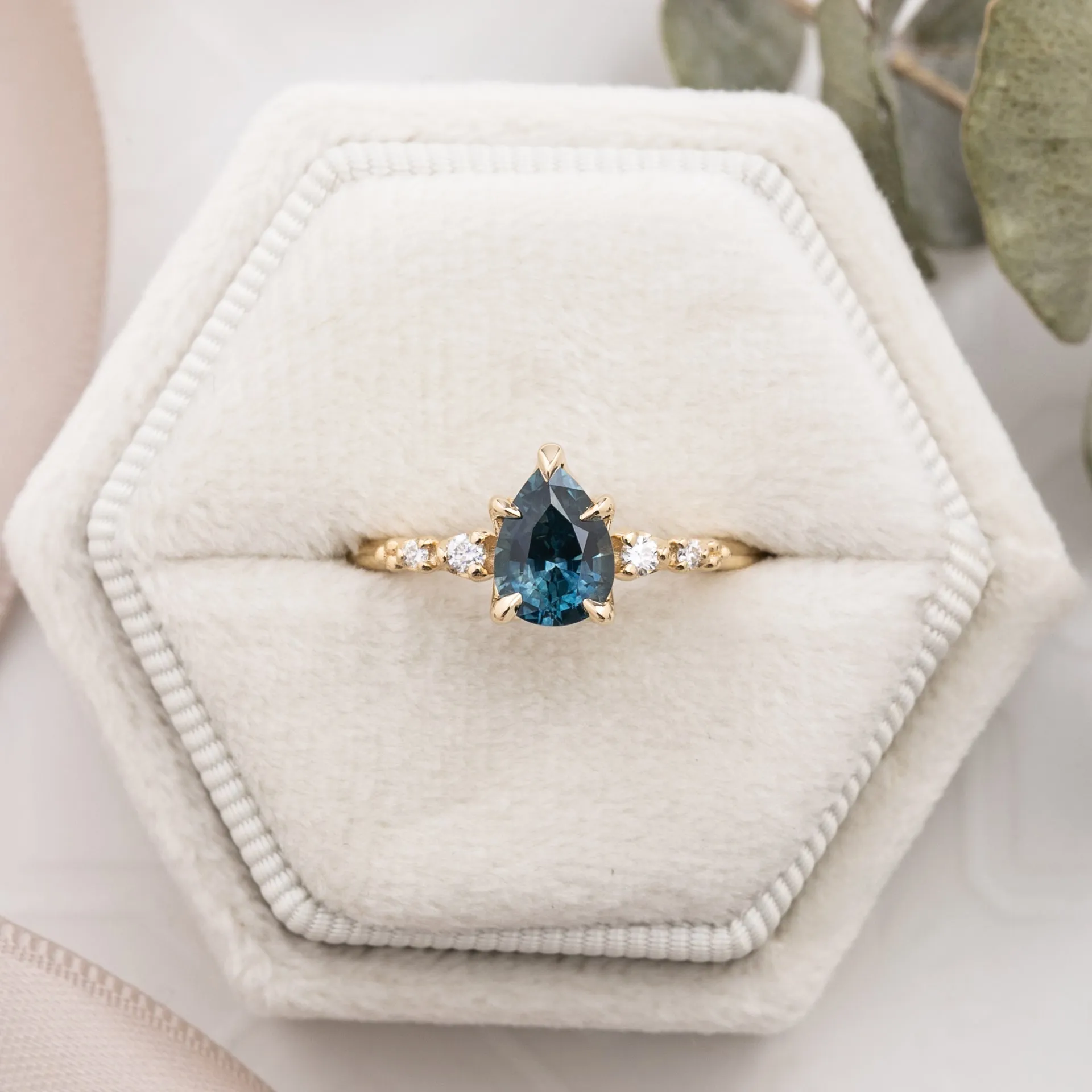 Estel Luxe Ring 1.1ct Teal Blue Montana Sapphire, 14k Yellow Gold (One of a kind)