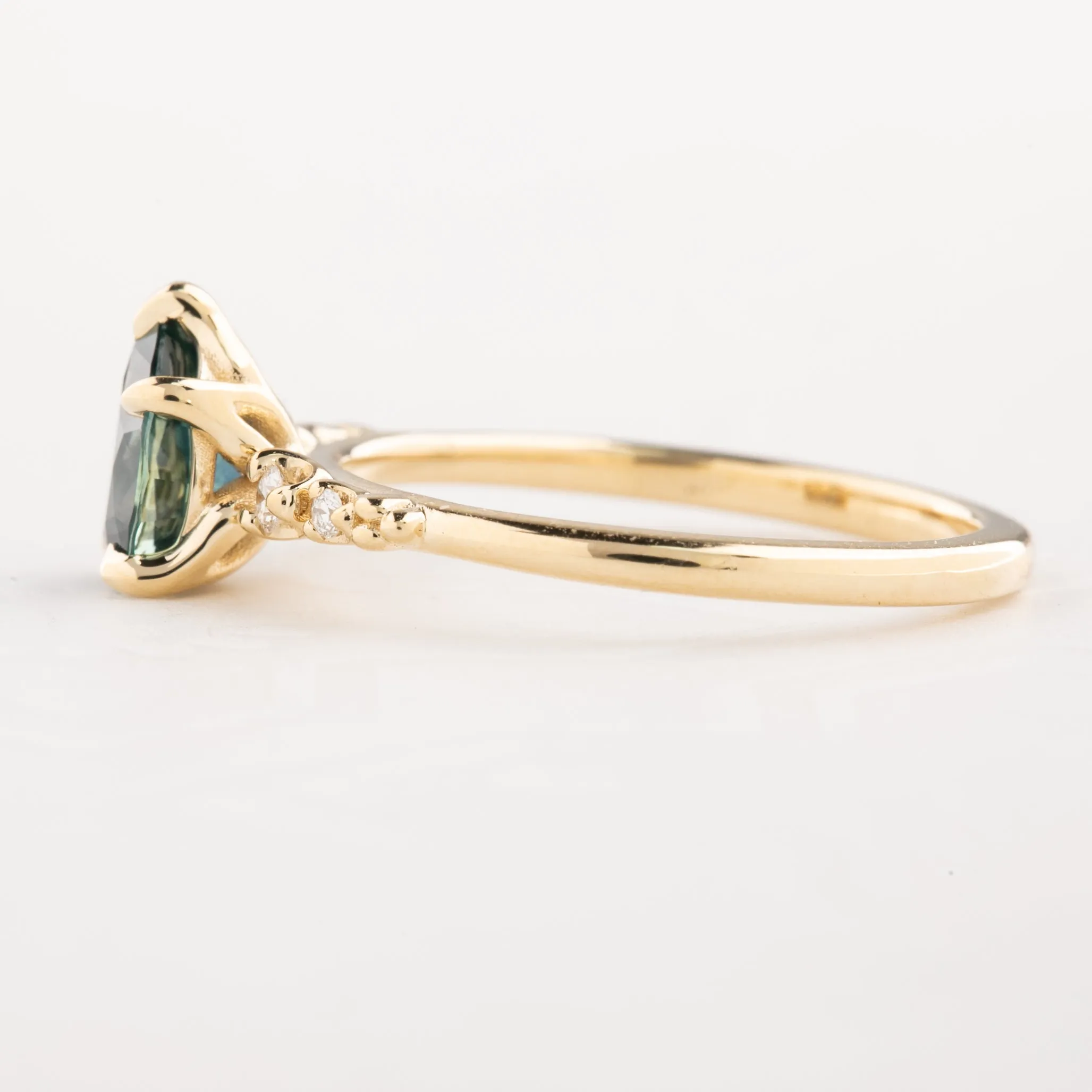 Estel Luxe Ring 1.1ct Teal Blue Montana Sapphire, 14k Yellow Gold (One of a kind)