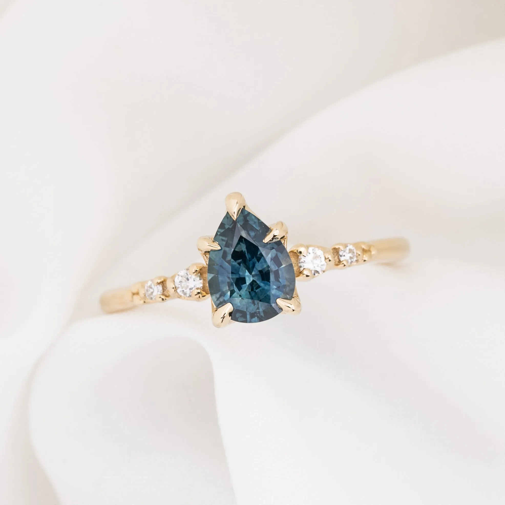 Estel Luxe Ring 1.1ct Teal Blue Montana Sapphire, 14k Yellow Gold (One of a kind)