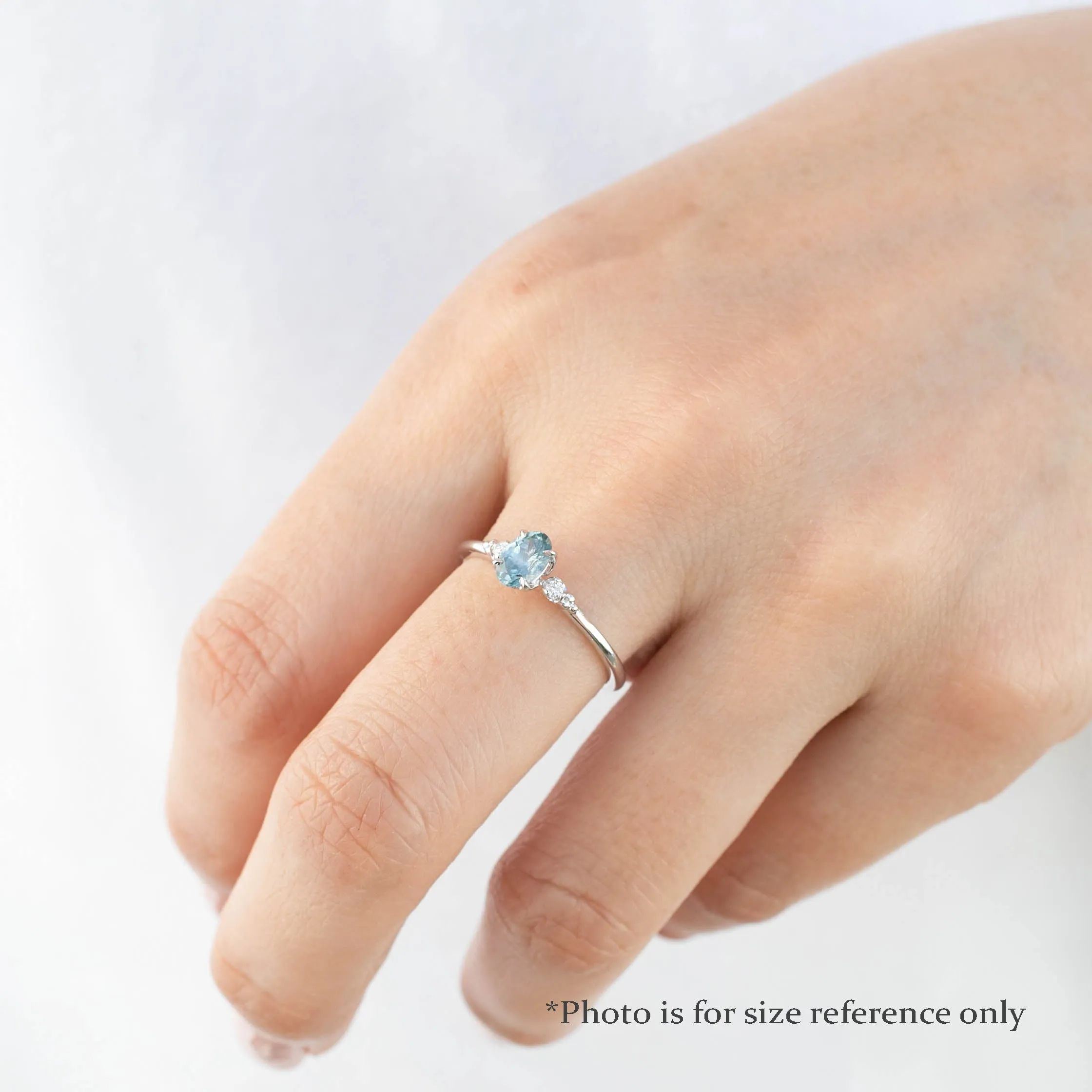 Estel Ring - 6x4mm 0.60ct Blue Montana Sapphire, 14k White Gold