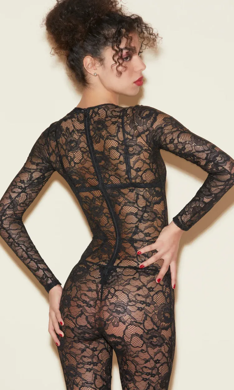 Fleur Du Mal - Lace Catsuit - Black