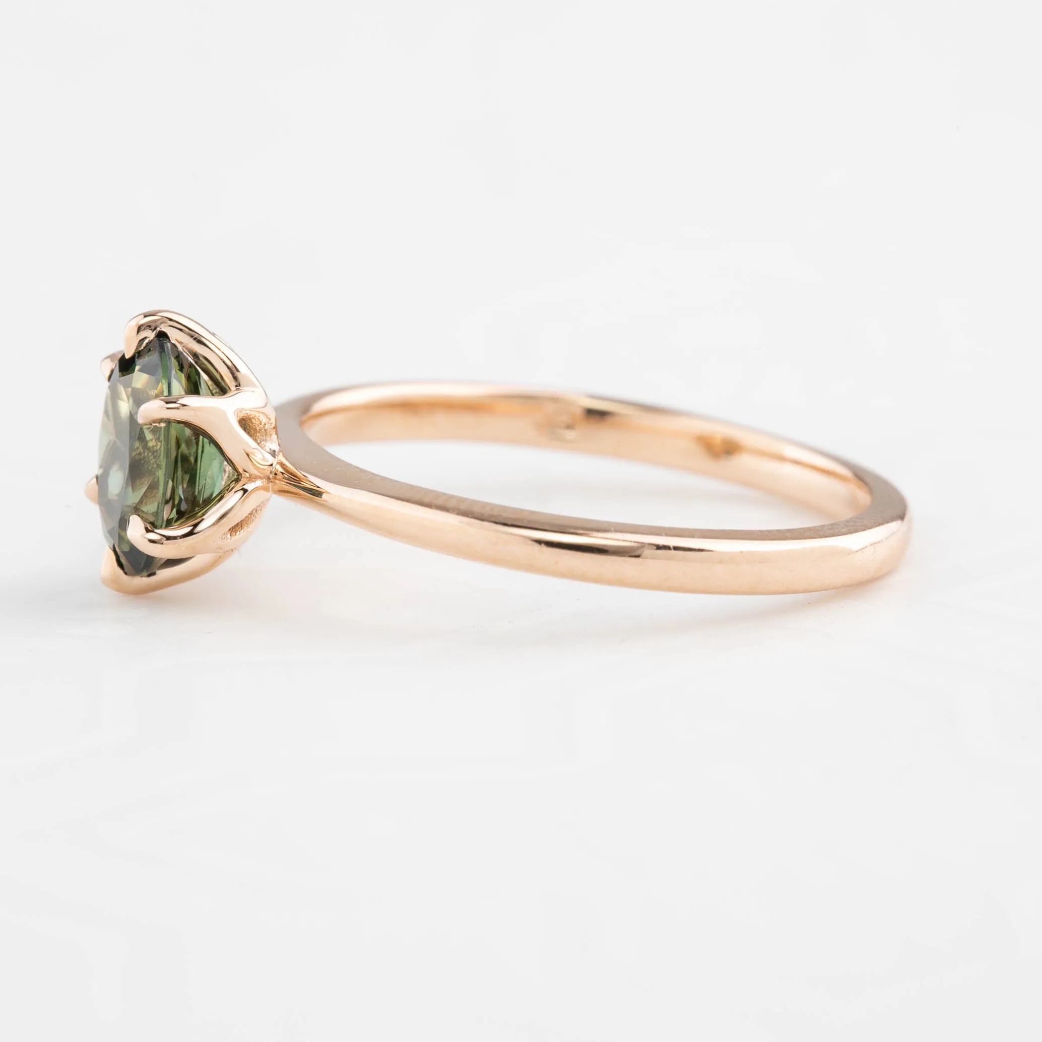 Floryn Ring 1.38ct Green OVal Queensland Sapphire, 14K Rose Gold (One of a kind)