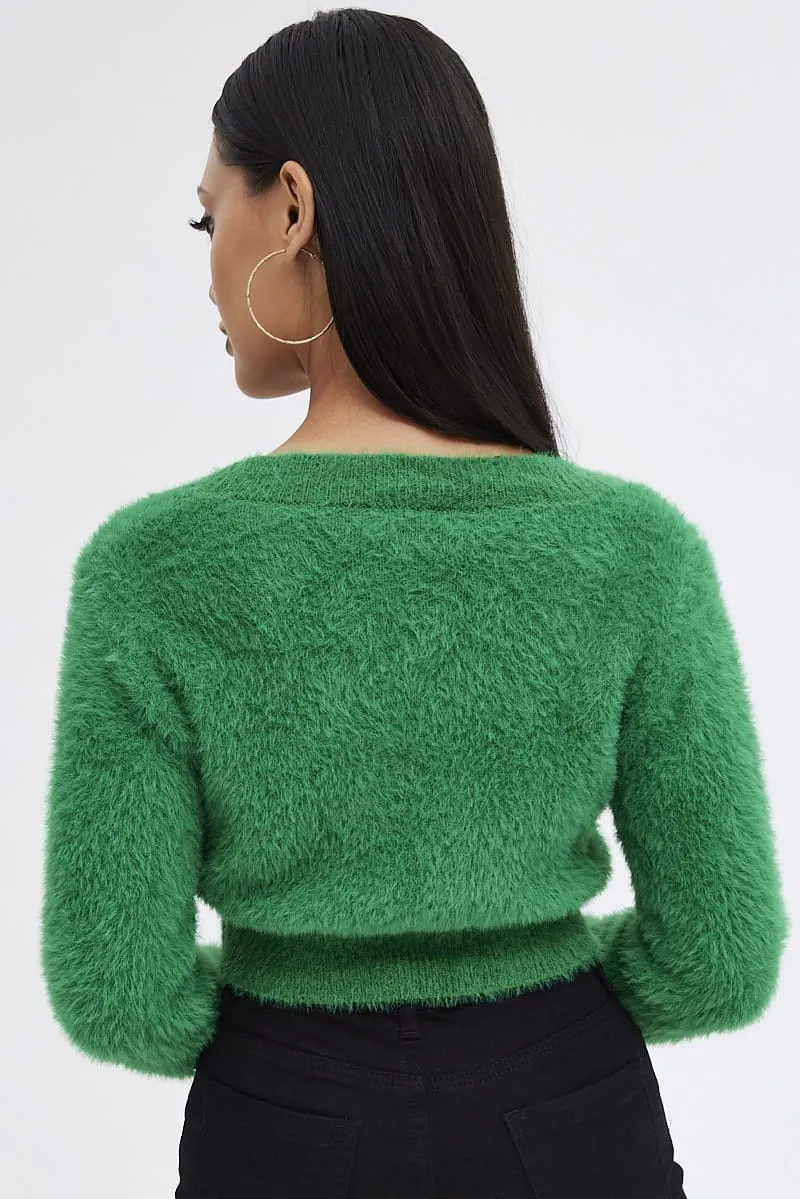 Green Fluffy Cardigan