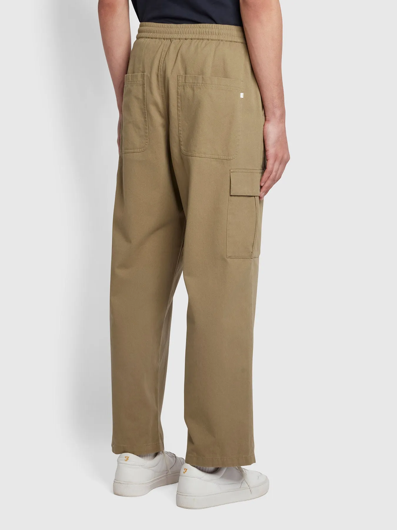 Greenport Regular Fit Twill Cargo Trousers In Beige