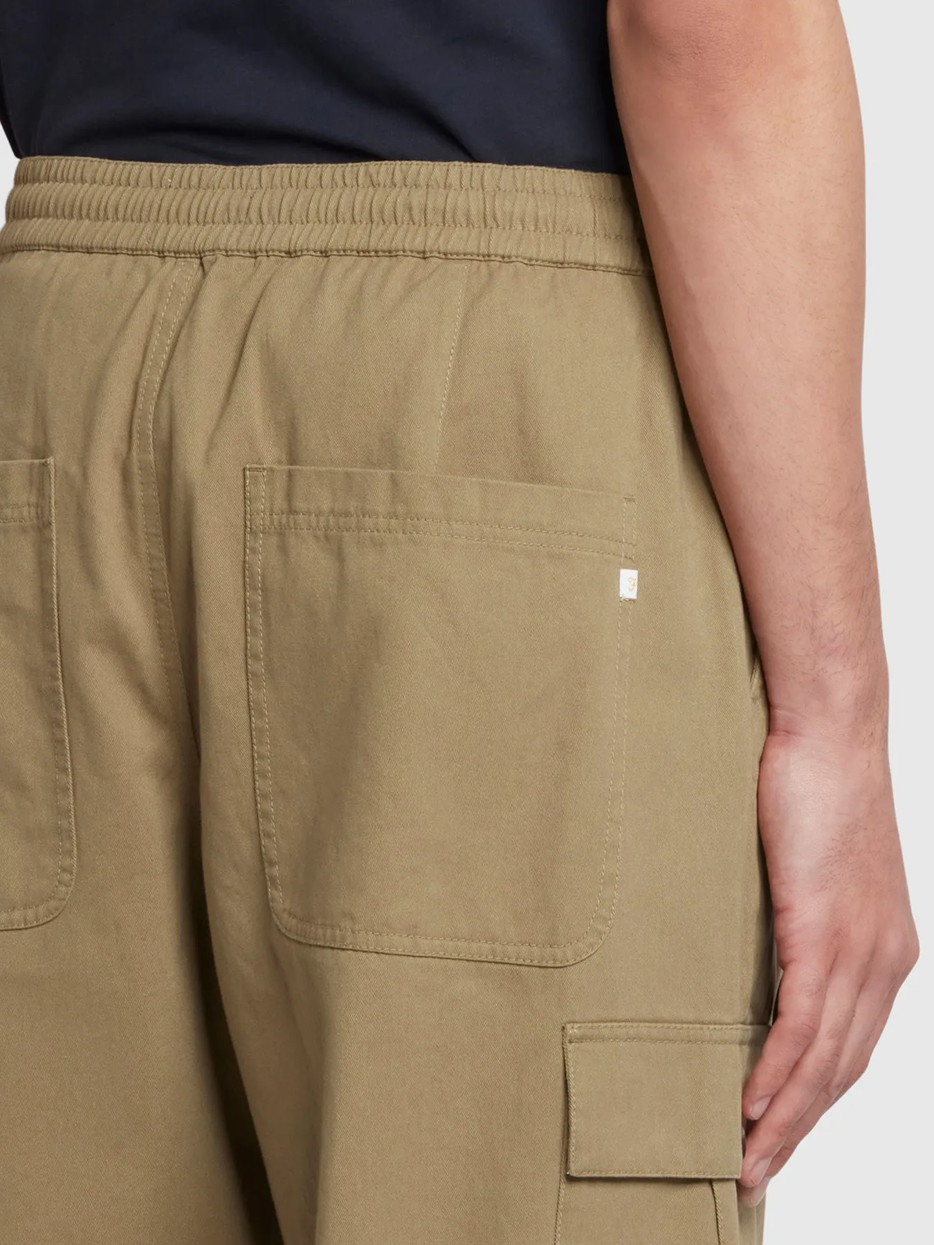 Greenport Regular Fit Twill Cargo Trousers In Beige