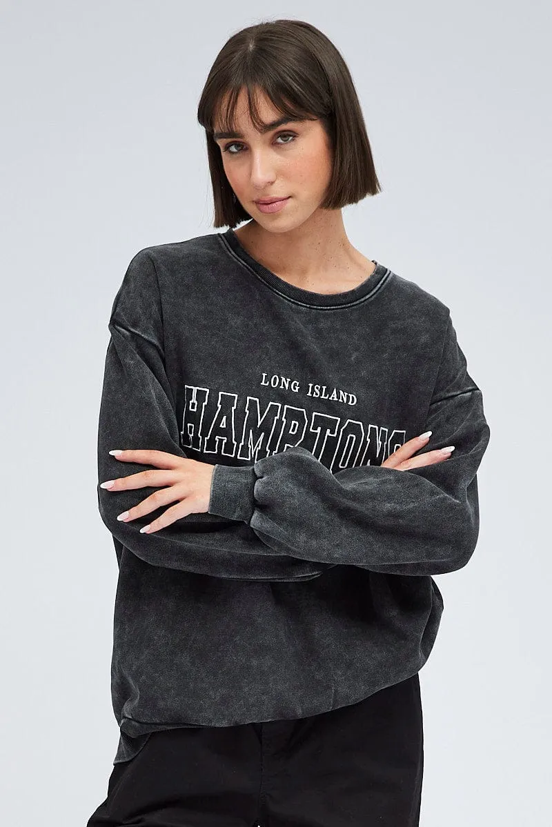 Grey Graphic Sweater Long Sleeve