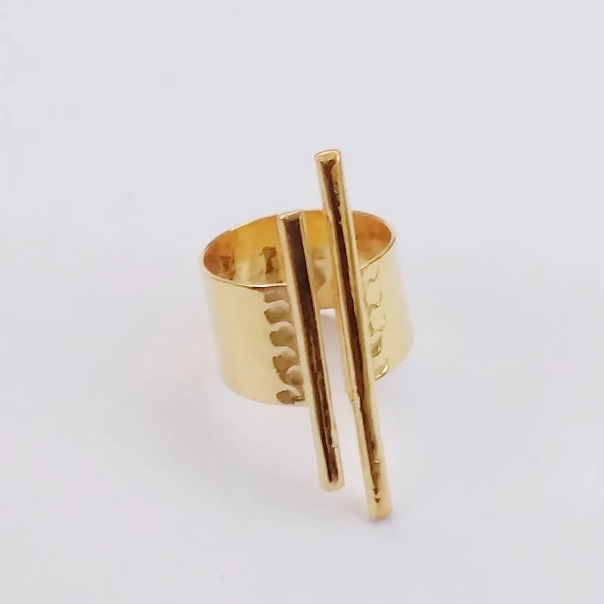 Hammered 18K Gold Plated Adjustable Ring