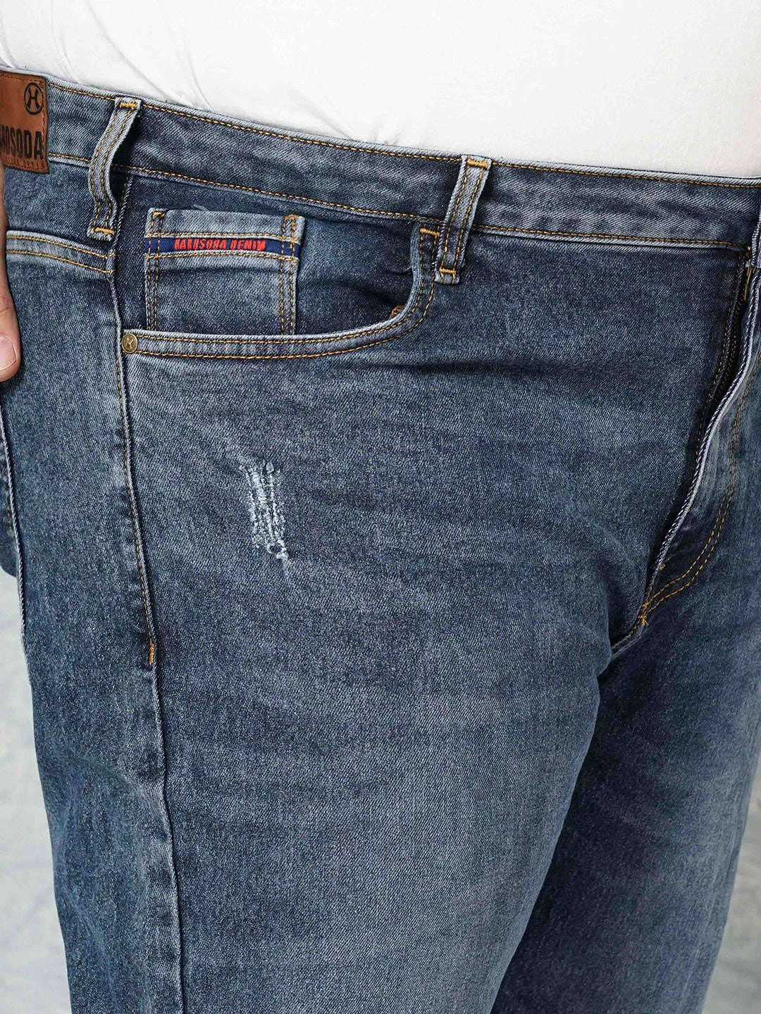 Hardsoda Men Blue Plus Size Solid Mid Rise Stretchable Jeans