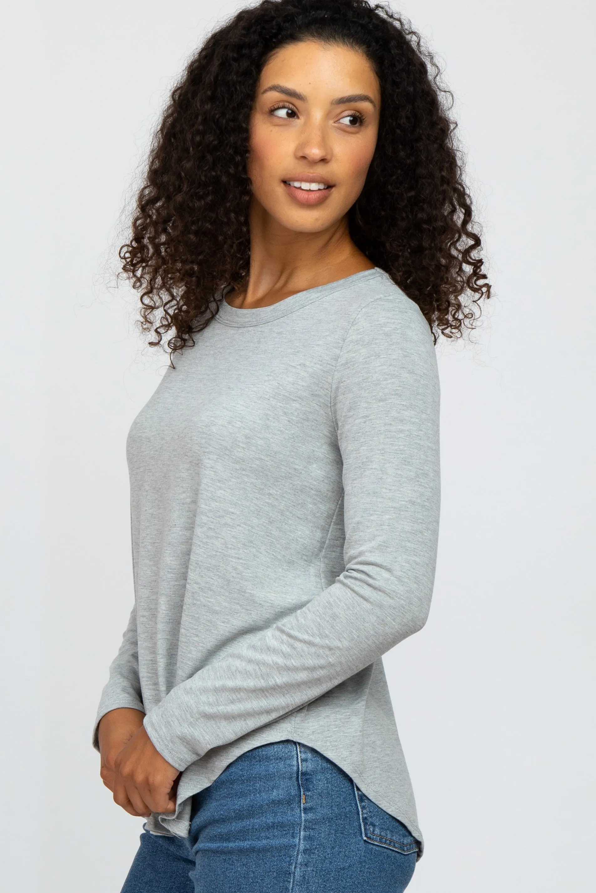 Heather Grey Basic Long Sleeve Top