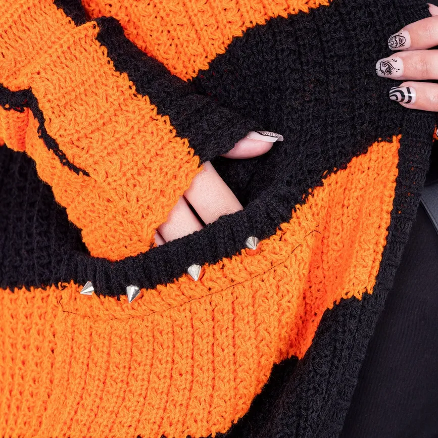 IN A DAZE CARDIGAN - BLACK/ORANGE