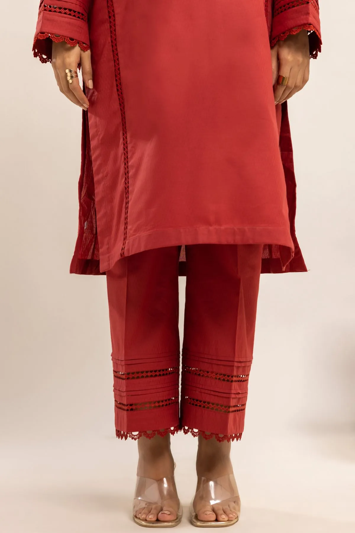 Khaadi Red Cotton Trouser