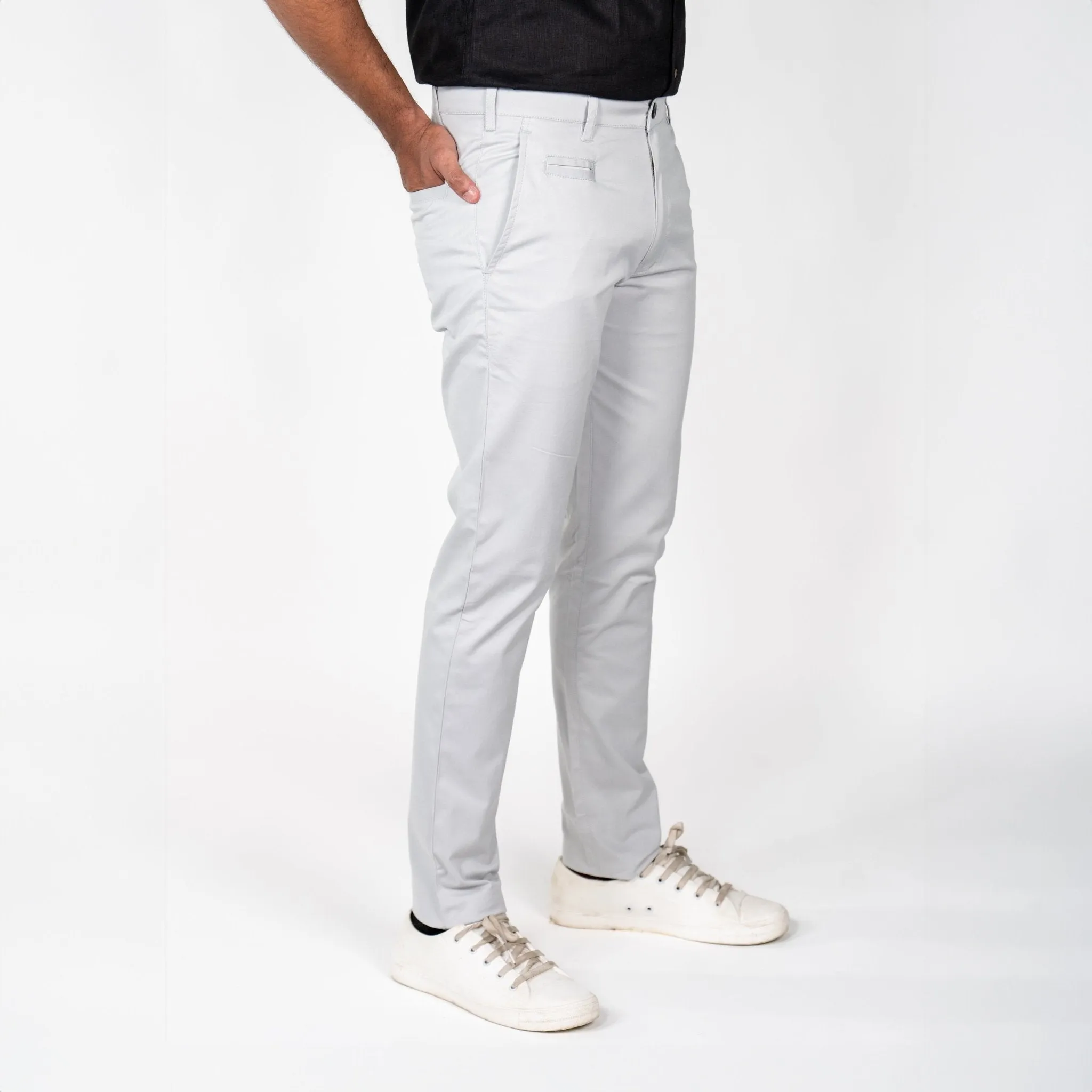 Light Grey Color Cotton Trouser Pants for Men