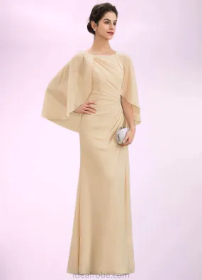 Lily A-Line Scoop Neck Floor-Length Chiffon Mother of the Bride Dress With Ruffle Beading Sequins STK126P0014827