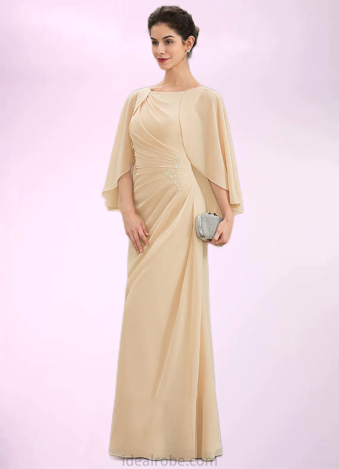 Lily A-Line Scoop Neck Floor-Length Chiffon Mother of the Bride Dress With Ruffle Beading Sequins STK126P0014827