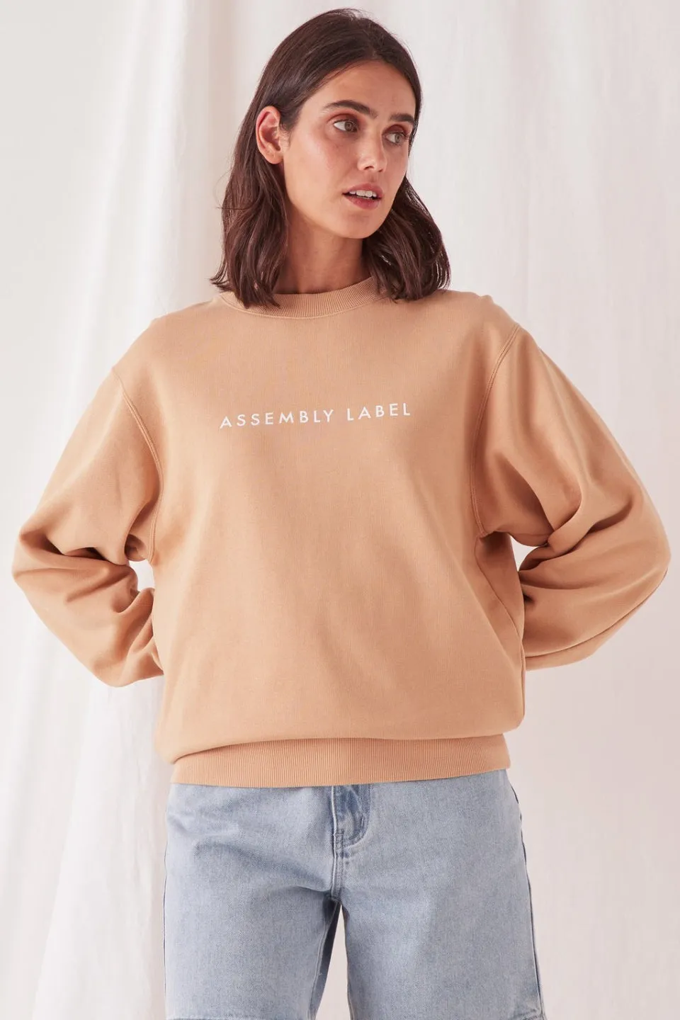 Logo Cotton Taupe Fleece Jumper