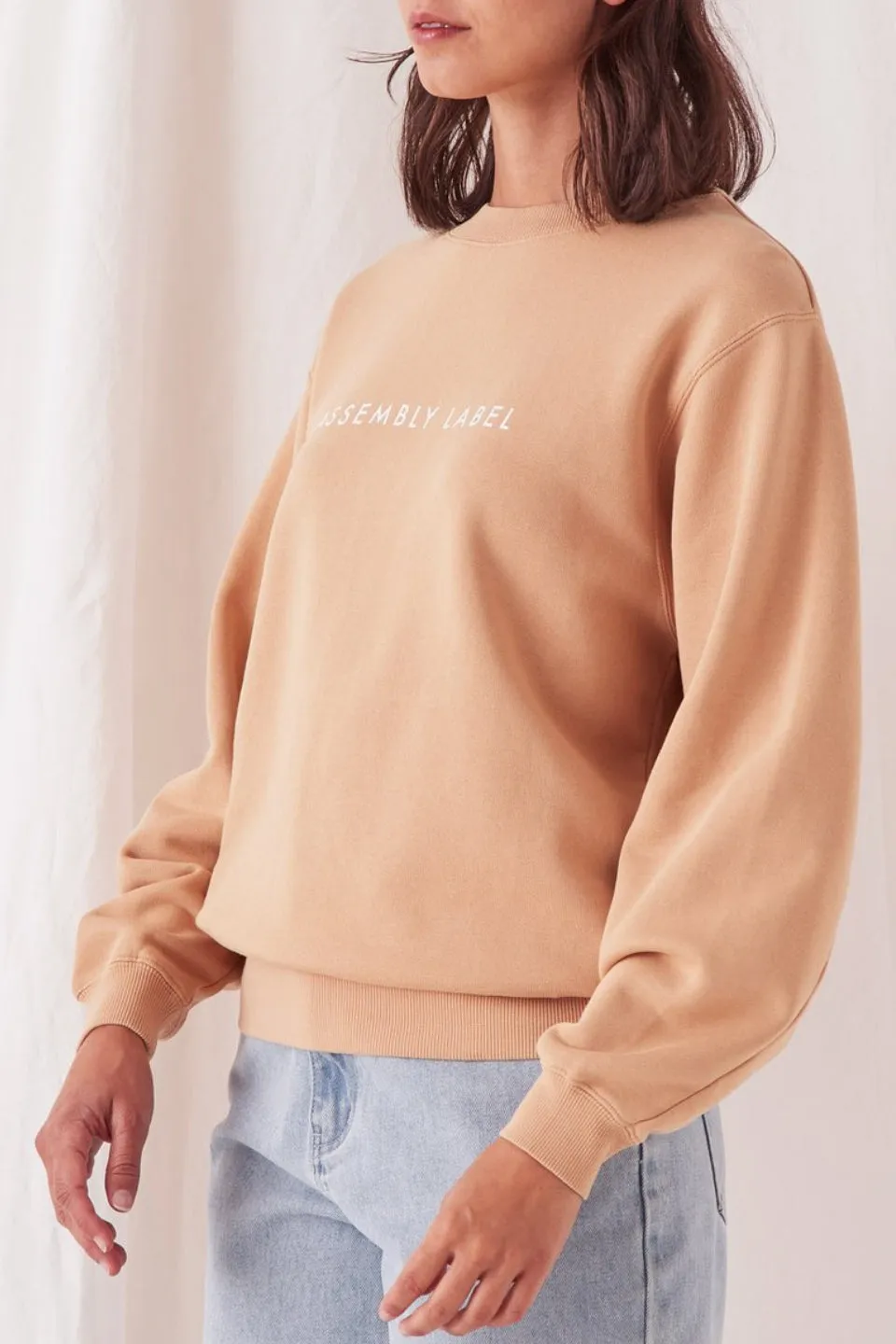 Logo Cotton Taupe Fleece Jumper