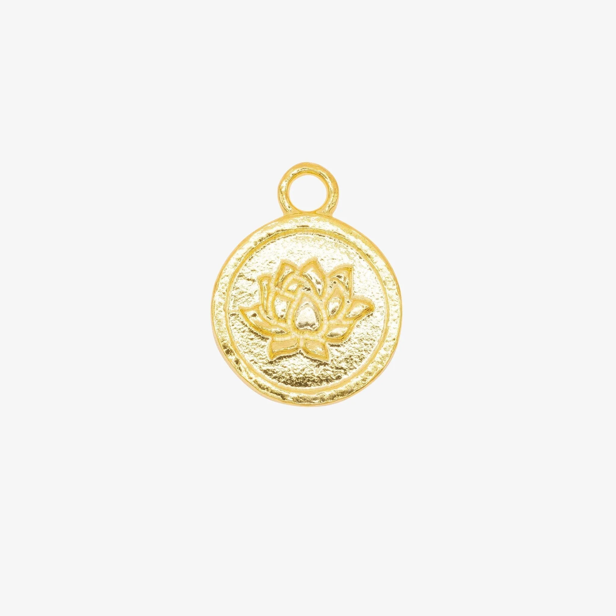 Lotus Circle Charm Wholesale 14K Gold, Solid 14K Gold, G114