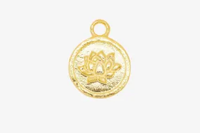 Lotus Circle Charm Wholesale 14K Gold, Solid 14K Gold, G114