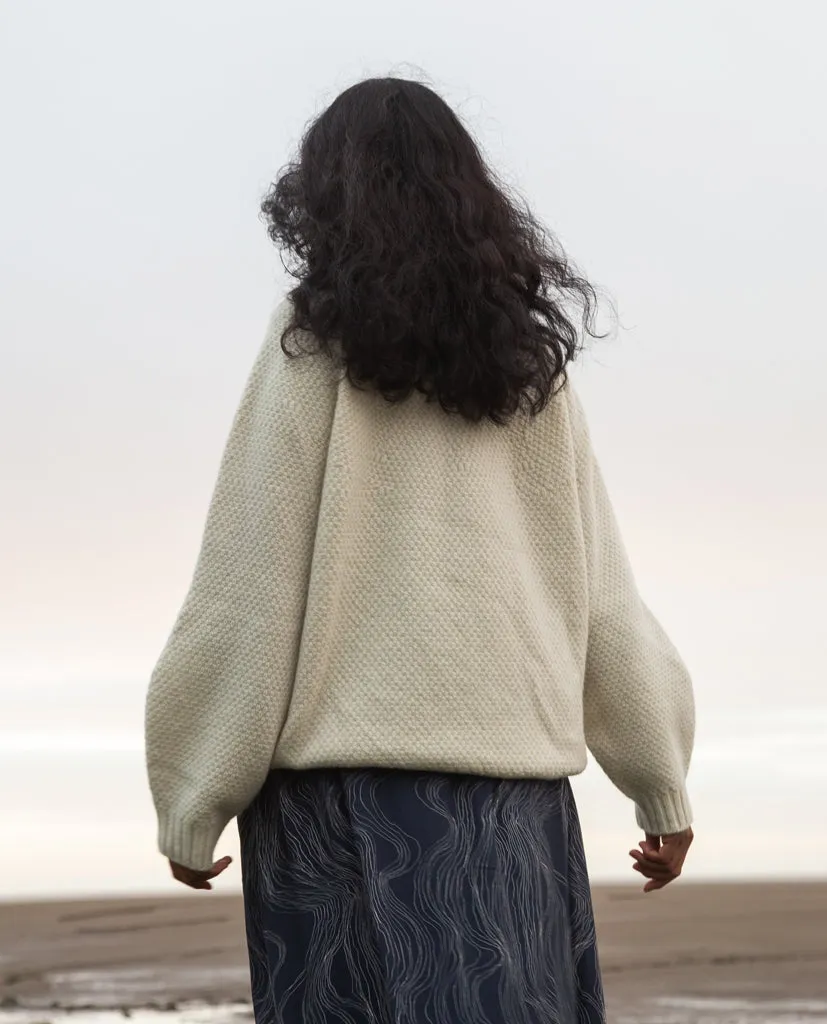 Maria Lambs Wool Jumper In White Un-Dyed