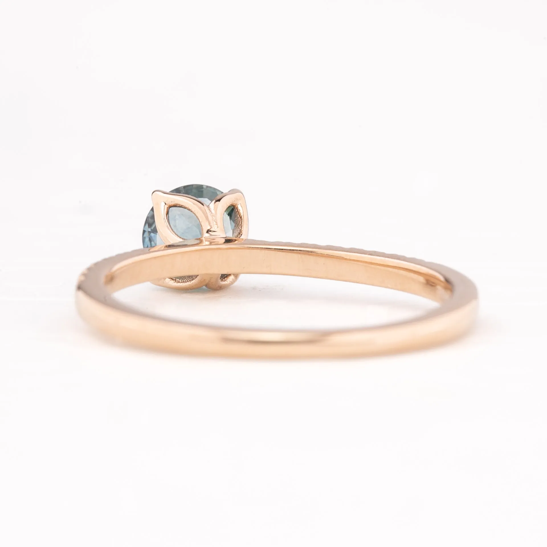 Maria Ring 0.75ct Blue Green Montana Sapphire, 14k Rose Gold (One of a kind)