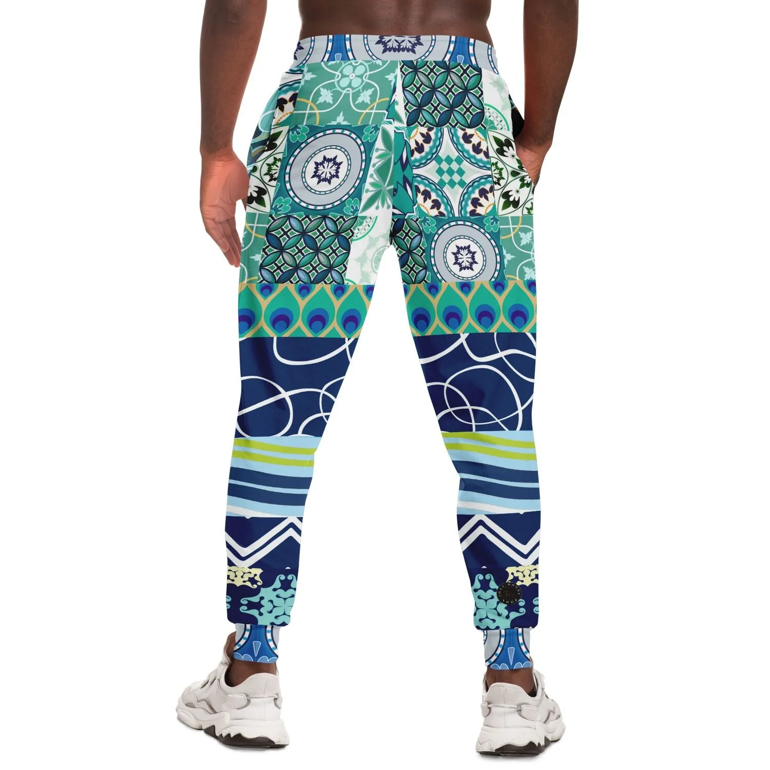 Mykonos Peacock Tile Patchwork Print Eco-Poly Joggers