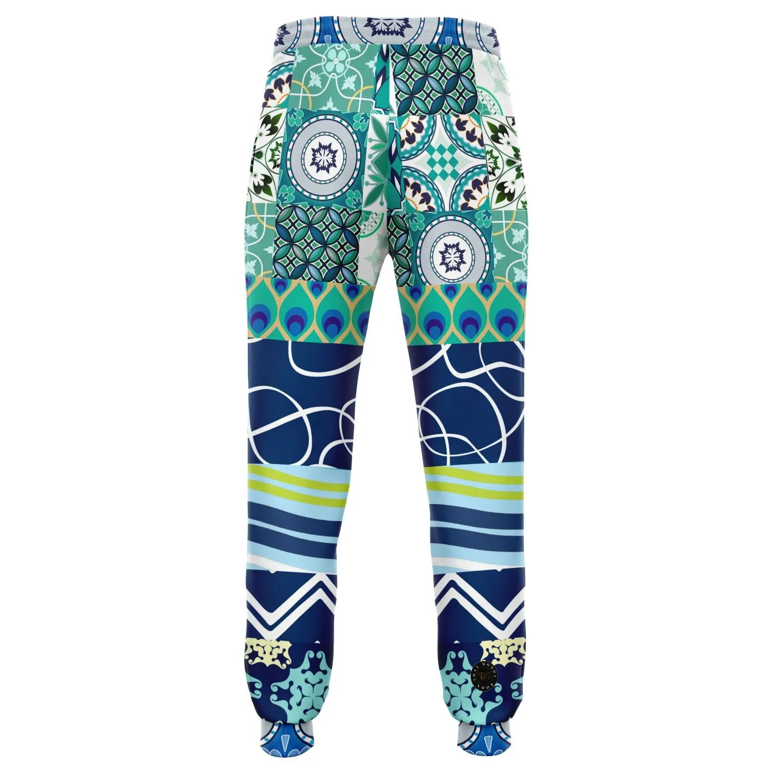 Mykonos Peacock Tile Patchwork Print Eco-Poly Joggers