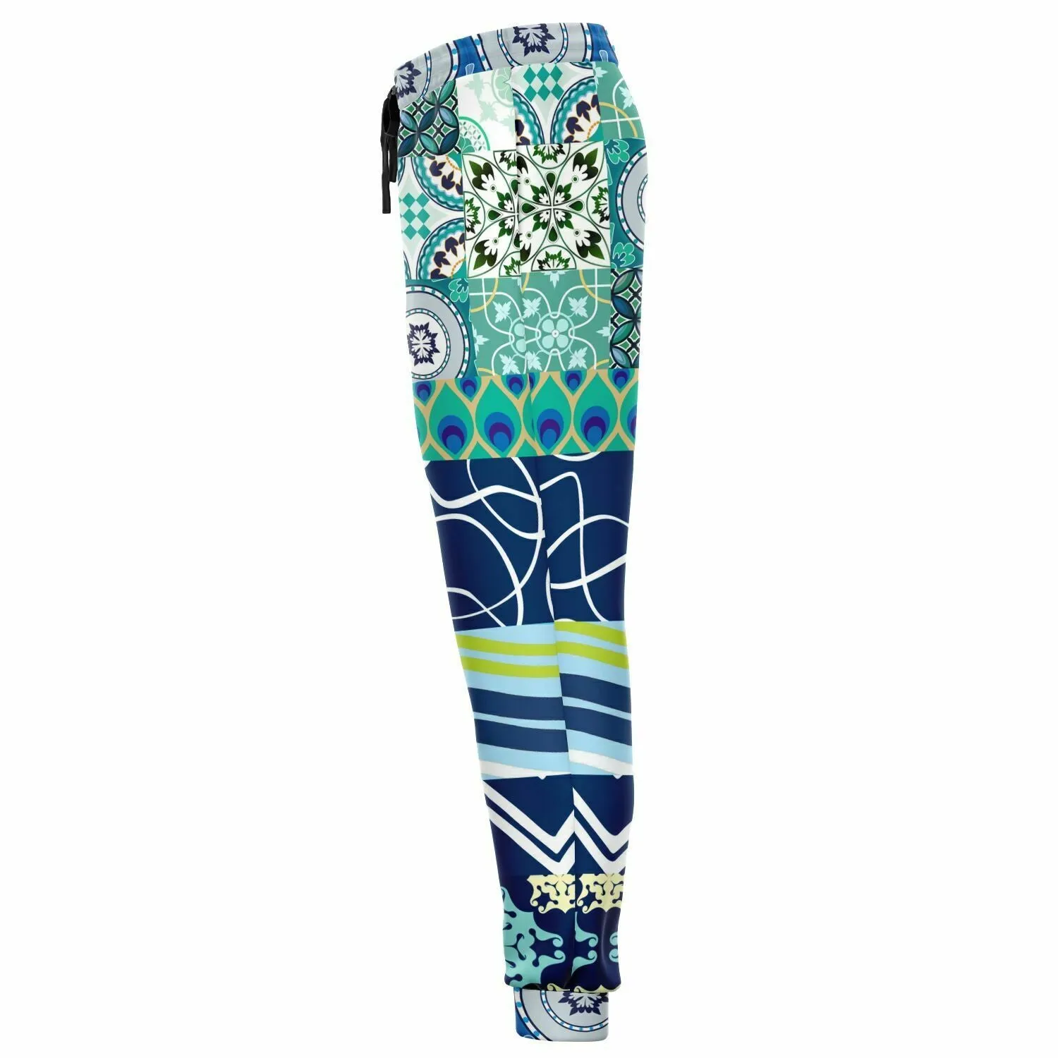 Mykonos Peacock Tile Patchwork Print Eco-Poly Joggers