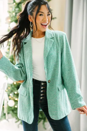 Next Up Emerald Green Houndstooth Blazer