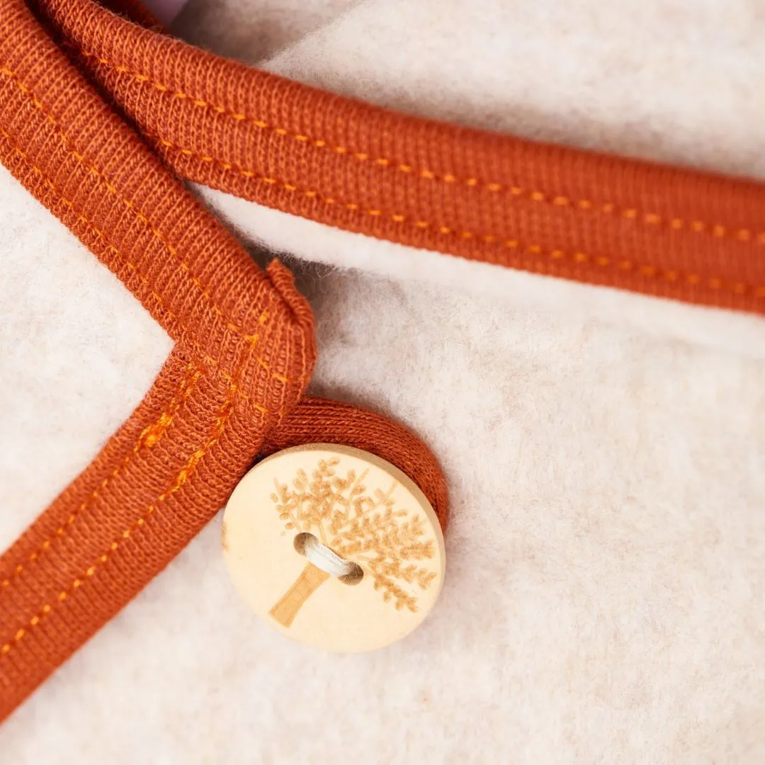 Organic fleece jacket with buttons "Fleece Nude Marl | Rust" - 100% organic cotton