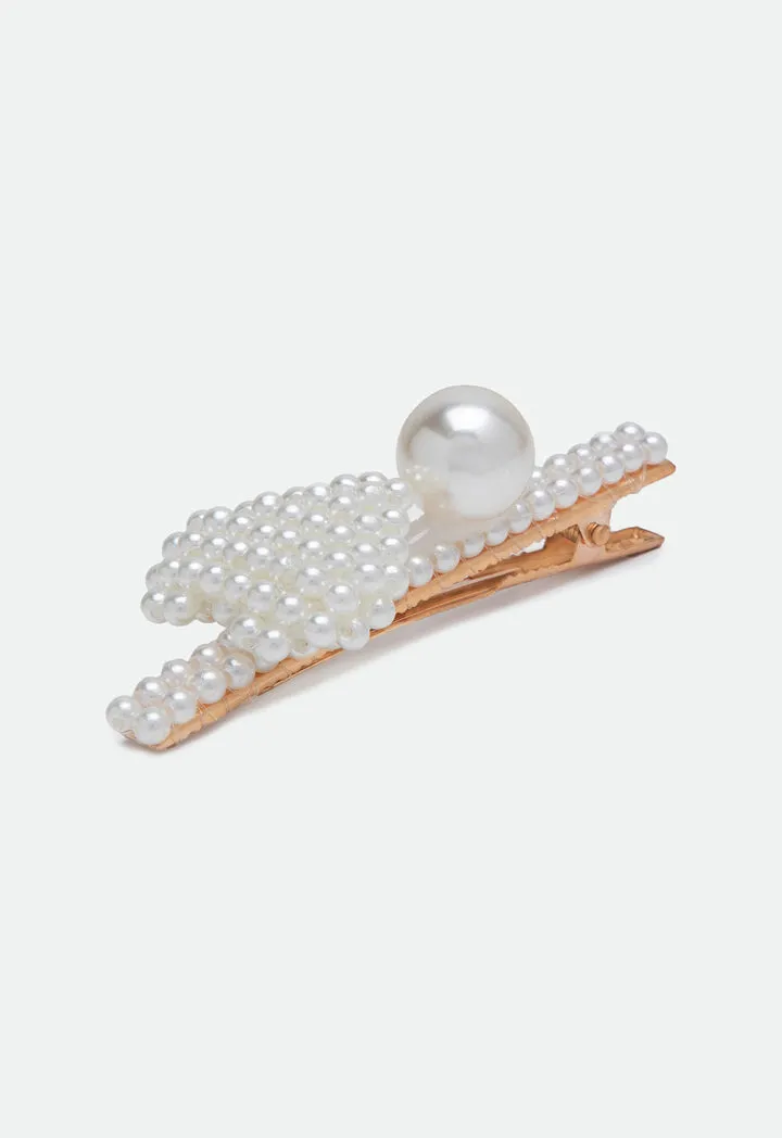 Pearl Beaded Heart Hair Clip