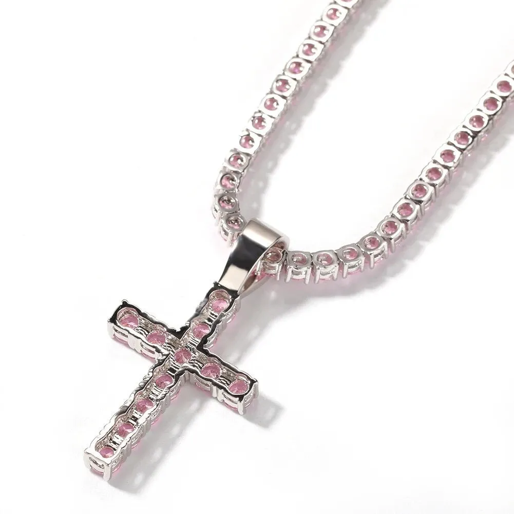 Pink Cross Necklace