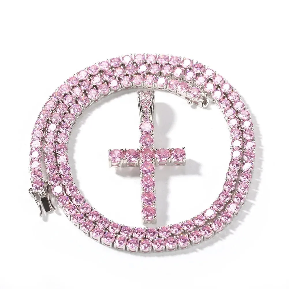 Pink Cross Necklace