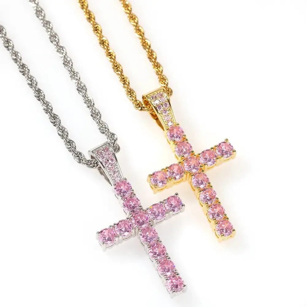 Pink Cross Necklace