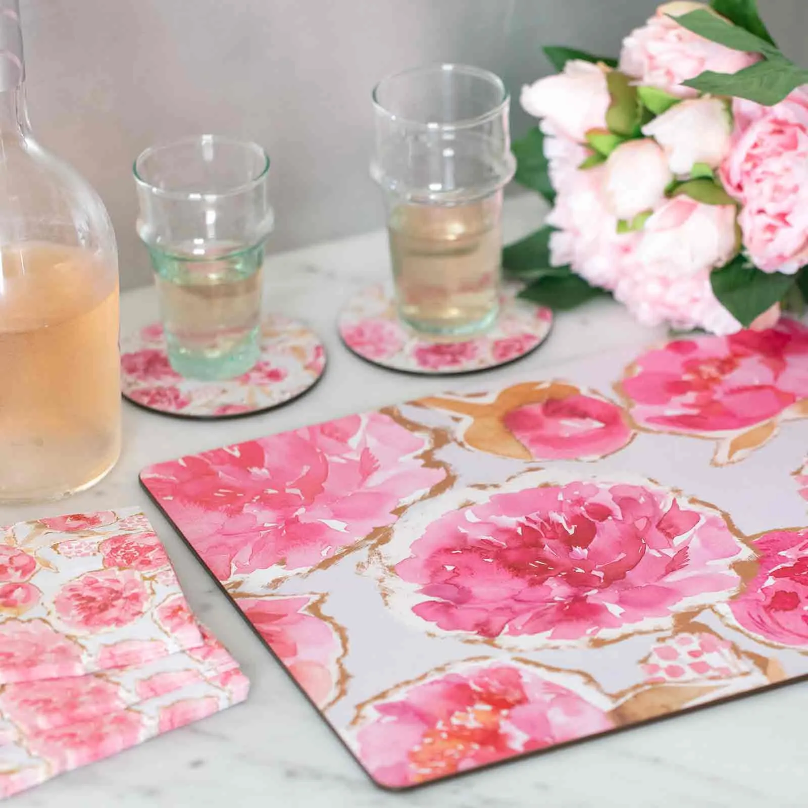 Pink Peonies Art Placemats - Set of 4